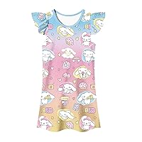 Girl's Princess Dress Kawaii Cartoon Character Print Casual Clothes for Kids 4-12 Years