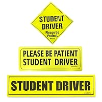 Set of 3 Student Driver Magnet for Car - Reflective Student Driver Sign for Car Student Driver Car Magnet Safety Vehicle Bumper Sticker for New Drivers