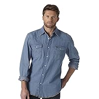 Mens Cowboy Cut Firm Finish Long Sleeve Western Snap Solid Work Shirt