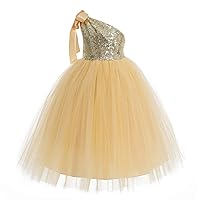 ekidsbridal One-Shoulder Sequin Tutu Flower Girl Dress Princess Dresses Pageant Gown 182