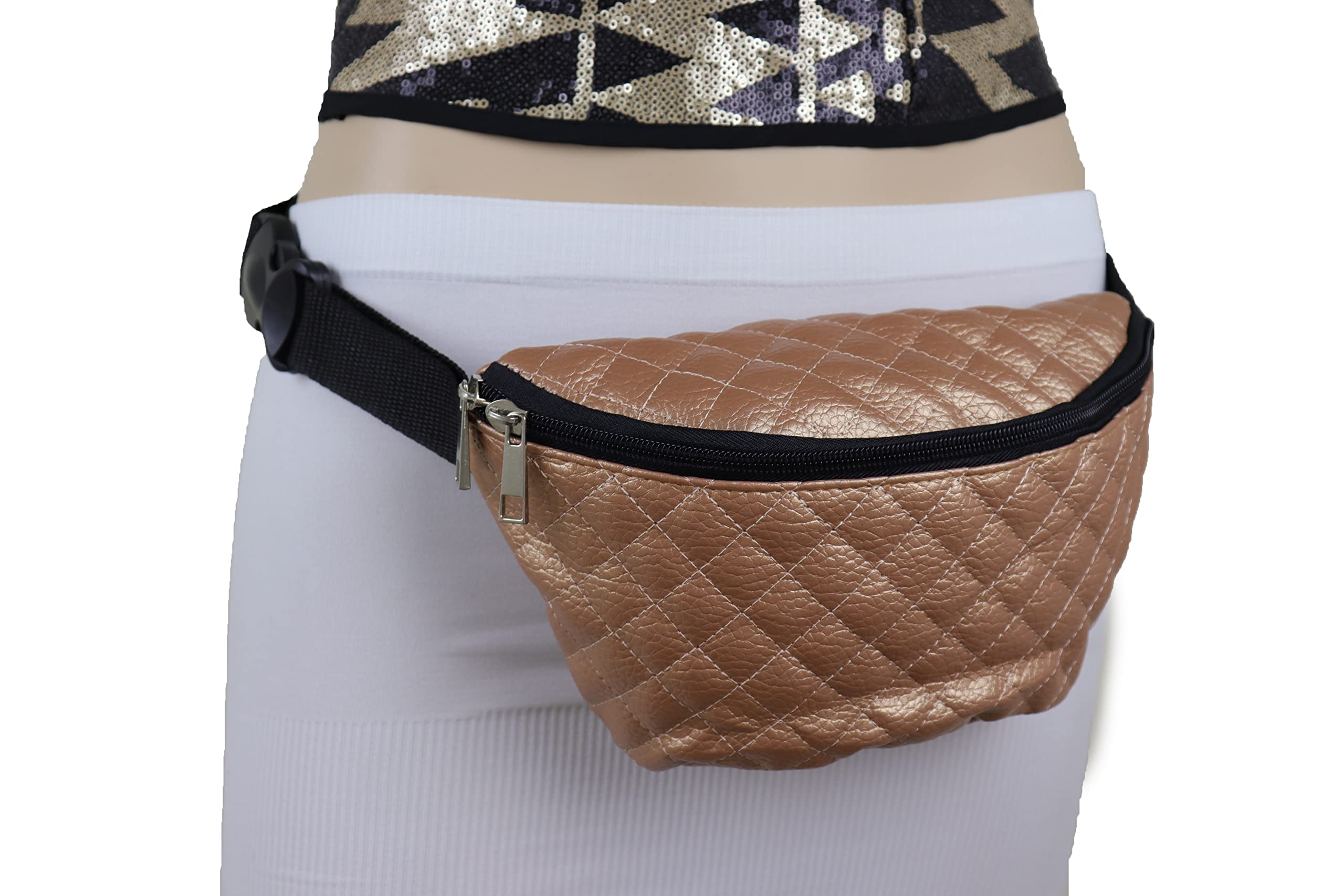 Women Rust Gold Strap Belt - Fanny Pack Fashion Belt Bum Bag Cross Body Teen Kids Young Size S M