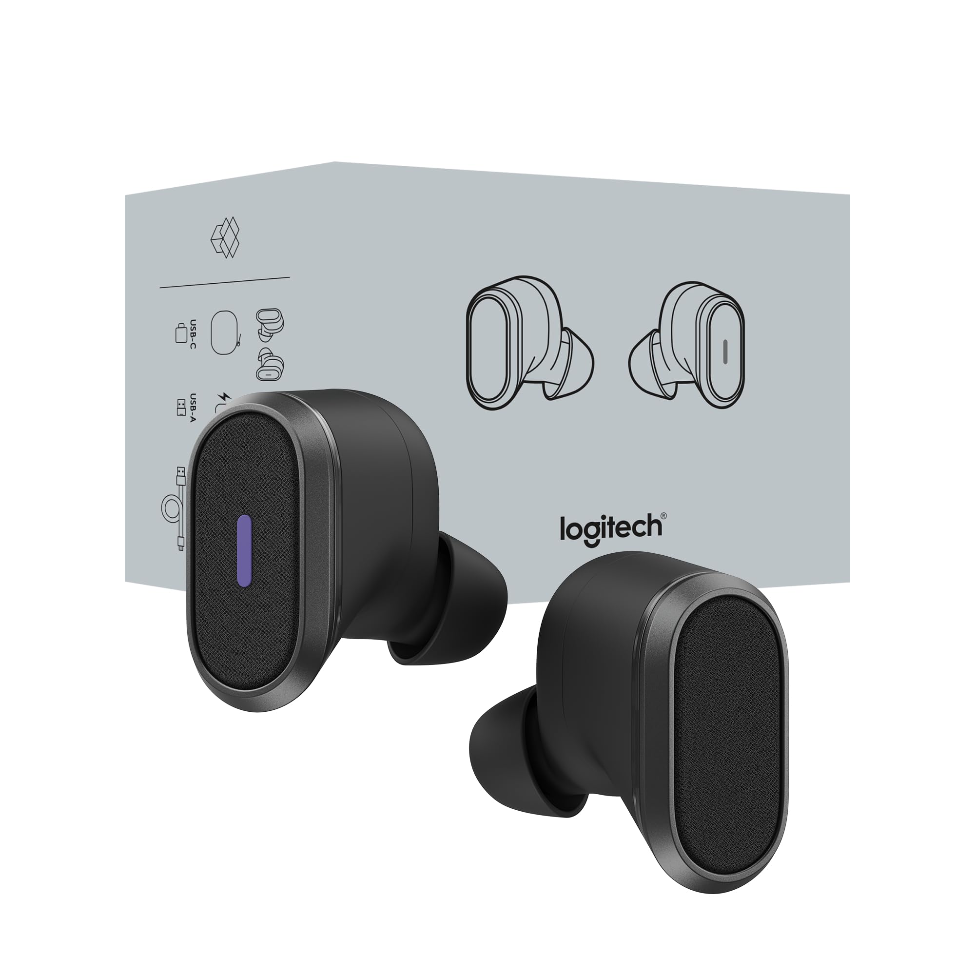 Logitech Zone True Wireless Bluetooth Noise Canceling Earbuds with Microphone, Hybrid ANC, Transparency Mode, Certified for Microsoft Teams, Zoom, Google Meet, Google Voice - Graphite