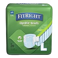 FitRight OptiFit Extra+ Adult Diapers with leak stop guards, Disposable Incontinence Briefs with Tabs, Moderate Absorbency, Large, 44