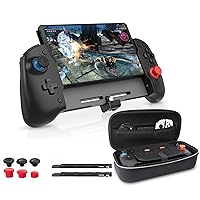 NexiGo Switch Accessories Holiday Bundle, Enhanced Switch/Switch OLED Controller (Black) for Handheld Mode, 6-Axis Gyro, Mapping, Vibration, Game Storage Case with 10 Game Card Holders