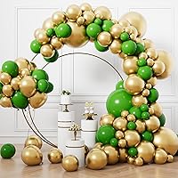 RUBFAC 129pcs Metallic Gold Balloons and Green Balloons Latex Balloons Different Sizes 18 12 10 5 Inch Party Balloon Kit for Birthday Party Graduation Baby Shower Wedding Christmas Decoration