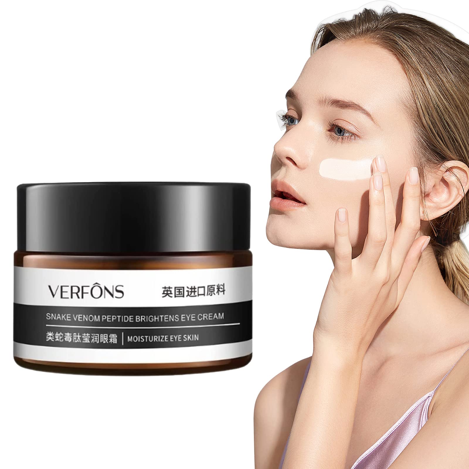 Verfons Firming Eye Cream,Verfons Snake Venom Firming Eye Cream, Verfons Temporary Firming Eye Cream for Bags, Anti Aging Eye Bag Cream, Instant Remove Eye Bags Fades Fine Lines and Wrinkles-1pcs…