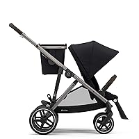 CYBEX Gazelle S Stroller, Modular Double Stroller for Infant and Toddler, Includes Detachable Shopping Basket, Over 20+ Configurations, Folds Flat for Easy Storage, Deep Black