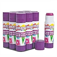 Colorations Best-Value Washable Large Glue Sticks Classroom Supplies for Arts and Crafts (Pack of 12) LGTRAY