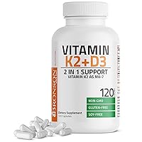 Vitamin K2 (MK7) with D3 Supplement Non-GMO Formula 5000 IU Vitamin D3 & 90 mcg Vitamin K2 MK-7 Easy to Swallow Vitamin D & K Complex, 120 Capsules