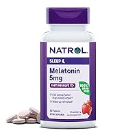 Melatonin 5mg, Strawberry-Flavored Dietary Supplement for Restful Sleep, 90 Fast-Dissolve Tablets, 90 Day Supply