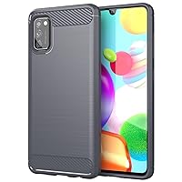 Case for Samsung Galaxy A41 - Cover in Brushed Gray - Mobile Phone Cover Made of TPU Silicone in Stainless Steel Carbon Fiber Optics - Silicone Cover Ultra Slim Soft Back Cover Case Bumper