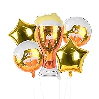 Beer Mug Balloons 40 Inch Beer Cup Shape Foil Balloons Beer Hop Mylar Balloons Set for Birthday, Father’s Day Celebration Decoration