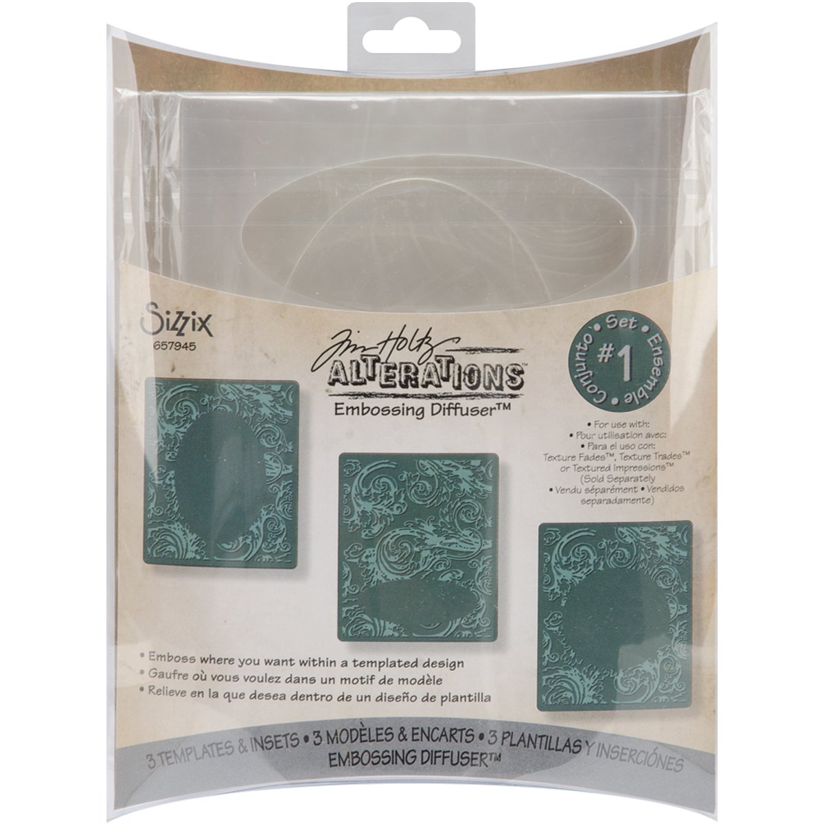 Sizzix Tim Holtz Alterations Collection 3 Pack Embossing Diffuser Set # 1