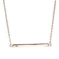 jewellerybox Rose Gold Plated Sterling Silver CZ Bar Necklace