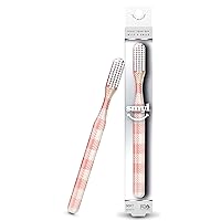 Toothbrush, Toothbrushes for Adults with Nylon Bristles, Oral Care and Plaque Removal, Fashion Textile Print, Peach
