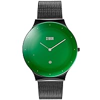 TERELO Modern Men's/Unisex Watch with a Large Edge-to-Edge dial on a Sleek mesh Strap and Date Feature