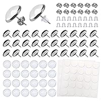 TOAOB 40 Pieces Earring Blank Stud Earrings with Setting Blanks for Cabochons with 80 Pieces Ear Plugs for Jewellery Crafts DIY Crafts
