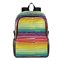 ALAZA Rainbow Line Abstract Packable Travel Camping Backpack Daypack