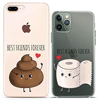 Matching Couple Cases Compatible for iPhone 15 14 13 12 11 Pro Max Mini Xs 6s 8 Plus 7 Xr 10 SE 5 Paper Clear Cover Slim fit Cute Print Design Cartoon Hilarious Poop Flexible Toilet Roll Love