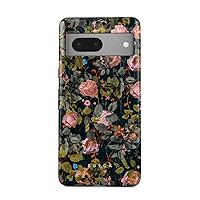 BURGA Phone Case Compatible with Google Pixel 7 - Hybrid 2-Layer Hard Shell + Silicone Protective Case -Cherries Blossom Floral Print Vintage Flowers Peony - Scratch-Resistant Shockproof Cover