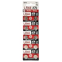 LR44 A76 AG13 1.5 Volt Alkaline Button Cell Batteries for Watches Clocks Remotes Games Controllers Toys & Electronic Devices (10)