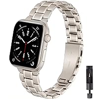 Stainless Steel Band Compatible with Apple Watch 49 45mm 44mm 42mm 41mm 40mm 38mm, Metal Wristband Strap for iWatch Series 9 8 7 6 5 4 3 2 1 Ultra SE