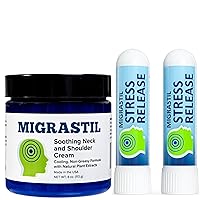 Basic Vigor Migrastil Neck & Shoulder Cream and 2-Pack Stress Release Inhaler Bundle