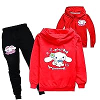 Girls Fall Classic Hooded Zipper Active Tracksuits Cinnamoroll Jackets and Jogging Pants Suits Athletic Clothes Sets