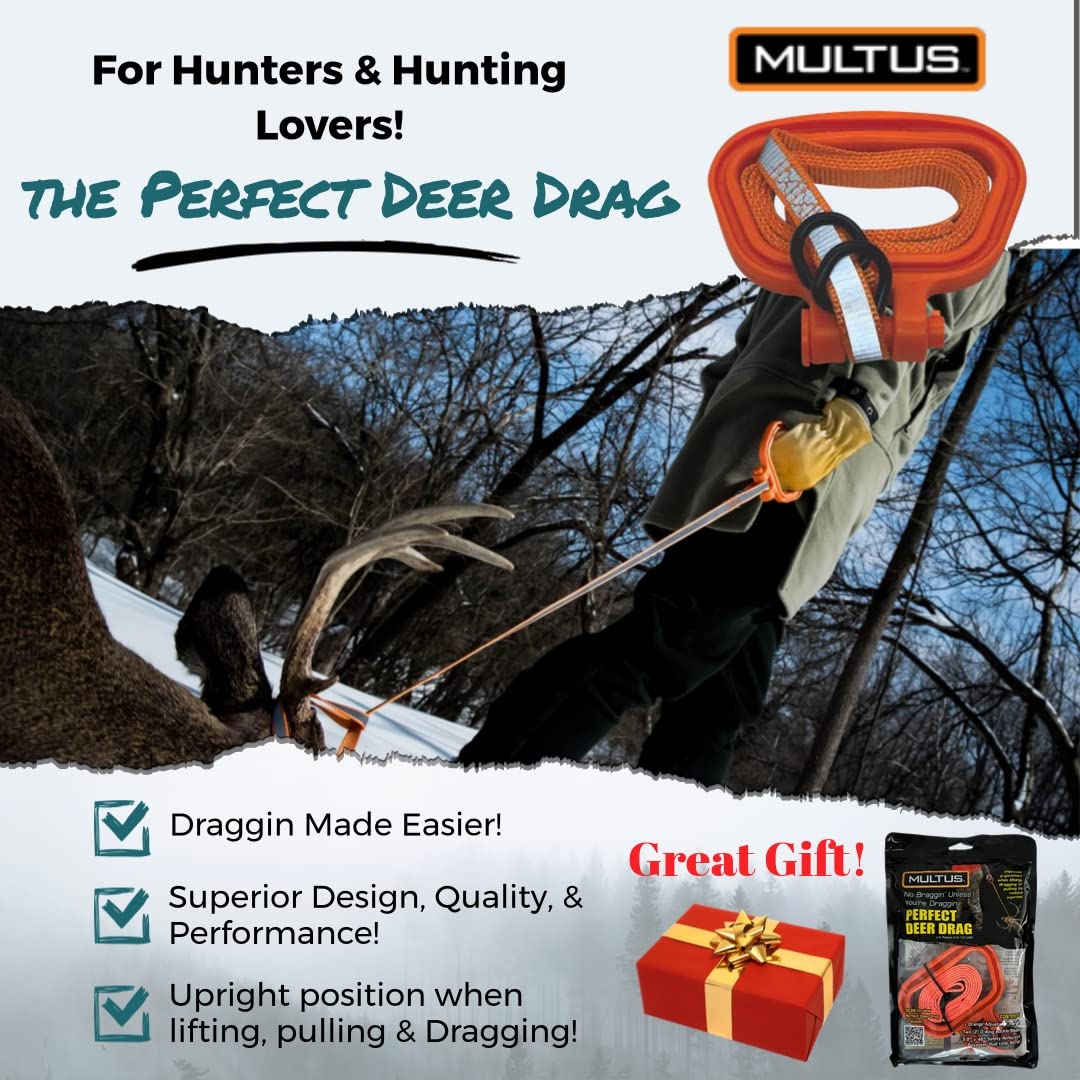 MULTUS: Perfect Deer Drag - Hunting Dragging Pull Rope - Safety Reflective Hunting Accessory Hunting Gear Gift for Men