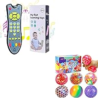 TV Remote Control Toy - Musical Play with Light and Sound for 6 Months+ Toddlers Boys or Girls Kids Play Remote for Baby Preschool Education Three Language Modes: English, French and Spanish