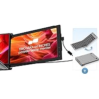 Trio Mobile Pixels Monitor with Foldable Bluetooth Keyboard, 12.5 Inch Full HD IPS USB A/Type-C USB Powered On-The-Go(1 Monitor Plus Kickstand and 1* Foldable Keyboard)