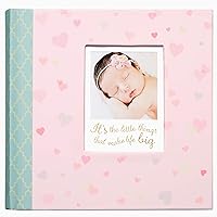 C.R. Gibson's Pink Infant Photo Album Photo Album For Newborns, 9.4 x 9.1 x 1.8 inches, 80 pages