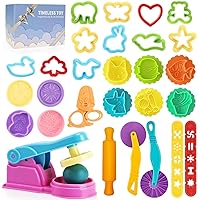 Dough Tools Play for Kids- Toy Accessories Include Stamps Cutter Scissor Roller Extruder Molds and Storage Box Party Favors Set for Age 2-8
