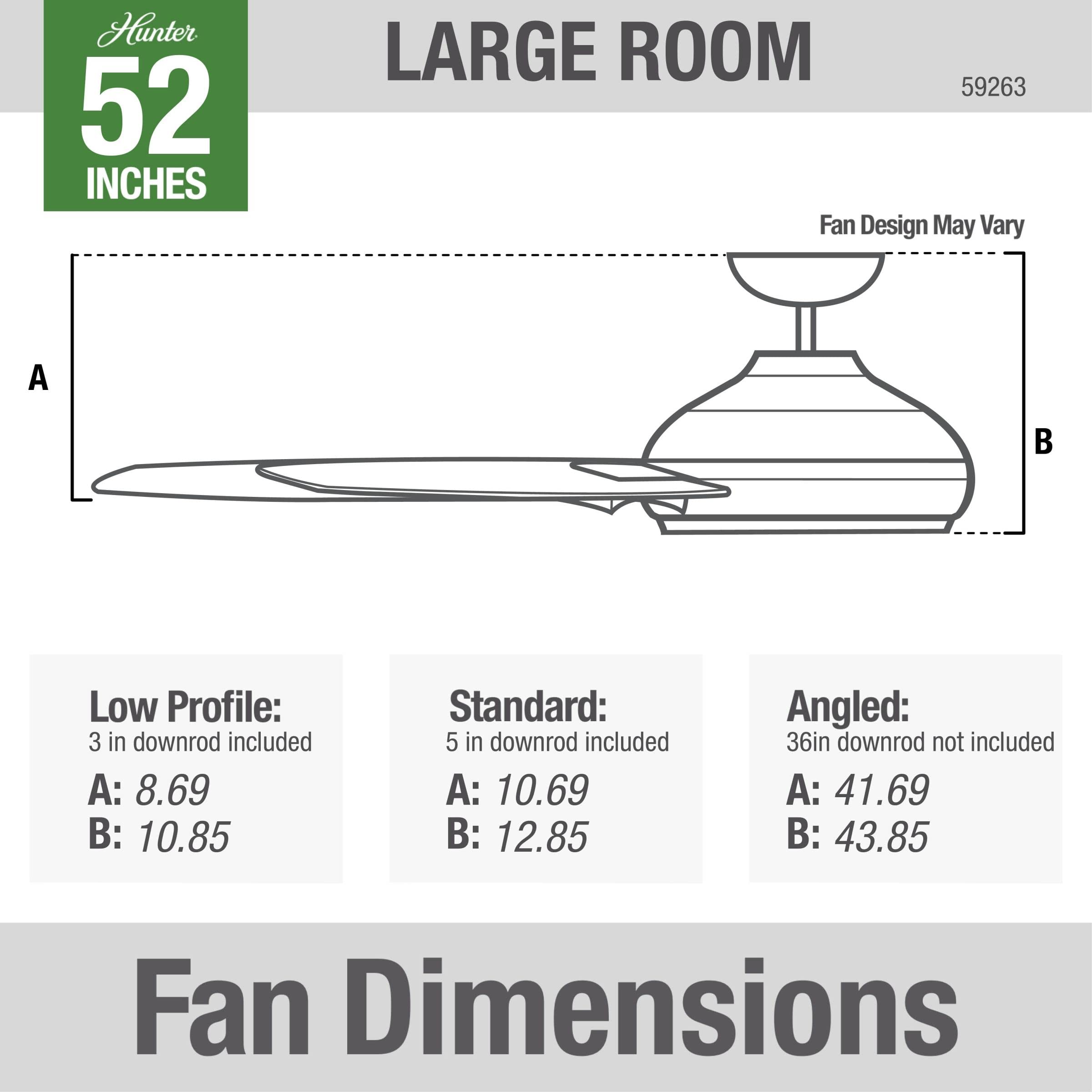 Hunter Fan Company 59263 Cassius 52 Inch 3 Blade 3 Speed Wooden Indoor/Outdoor Ceiling Fan with Pull Chain Control, Light Stripe, 52