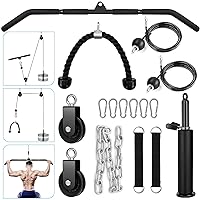 Fitness Cable Pulley System, Gym LAT and Lift Pulldown Machine Attachments, LAT Pull Down Bar Home Workouts Equipments for Biceps Triceps Shoulder Arm Curl Forearm Muscle Strength Exercise