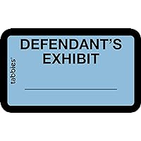 Tabbies Legal Exhibit Labels, Defendant's Exhibit, 1.63 X 1, Blue, 9/Sheet, 28 Sheets/Pack, 252 Labels/Pack