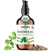 100% Pure Moringa Oil Organic for Face, Hair, Nails and Dry Skin - USDA Certified Single Origin Moringa Oleifera Seeds Extract - 3rd Party Tested, Cold Pressed & Unrefined Organic Moringa Seed Oil