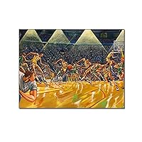 Art Poster Ernie Barnes Works Fast Break 1987 Wall Decor Canvas Painting Wall Art Poster for Bedroom Living Room Decor 12x16inch(30x40cm) Frame-style-4