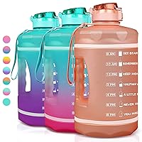 ZOMAKE Gallon Water Bottle with Straw & Time Marker - 64/128 oz Motivational Water Jug BPA Free Leakproof Large Water Bottle Ensure You Drink Enough Water Daily