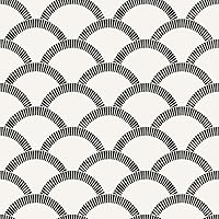 Tempaper Black & Cream Mosaic Scallop Removable Peel and Stick Wallpaper, 20.5 in X 16.5 ft, Made in the USA