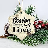 Personalized 3 Inch Season Everything with Love White Ceramic Ornament Holiday Decoration Wedding Ornament Christmas Ornament Birthday for Home Wall Decor Souvenir.