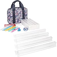 American Mahjong Game Set,166 Premium White Tiles, Portable Mahjongg Tile Set,Printed Carrying Bag,Mah Jong All-in-One Tile Rack/Pusher, Clear Acrylic Mahjong Rack/Pusher Combo,Set of 4, White
