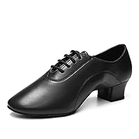 HROYL Little Boy Big Kids Men Latin Dance Shoes Leather lace-up Ballroom Shoes Tango Salsa Performence Practice Dance Shoes Z-238