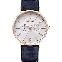 BERING Men Analog Quartz Classic Collection Watch with Nylon Strap & Sapphire Crystal
