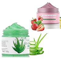 Aloe Vera Face Scrub and Strawberry Clay Mask for Face For Holiday Gifts Beauty Self-care Must Have