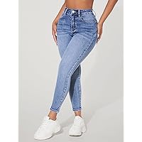Jeans for Women- Solid Skinny Jeans (Color : Light Wash, Size : XX-Small)