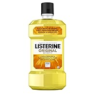 Original Antiseptic Oral Care Mouthwash to Kill 99% of Germs That Cause Bad Breath, Plaque and Gingivitis, ADA-Accepted Mouthwash, Original Flavored Oral Rinse, 1 L