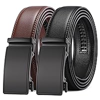 SENDEFN 2 Pack Ratchet Belt Men, Men Leather Belts in Gift Set Box for Dress Casual, Size Adjustable Trim to Fit