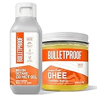 Bulletproof Brain Octane Premium C8 MCT Oil from Non-GMO Coconuts Plus Grass-fed Ghee Bundle, Keto Supplement for Sustained Energy, Appetite Control and Energy, Great for Coffee and Cooking