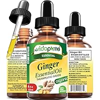 Organic Ginger Essential Oil 100% Pure Natural Undiluted 4 fl oz- 120 ml for Beauty, Skin, Hair, Aromatherapy, Soaps, Candles, Reed Diffusers, Perfume